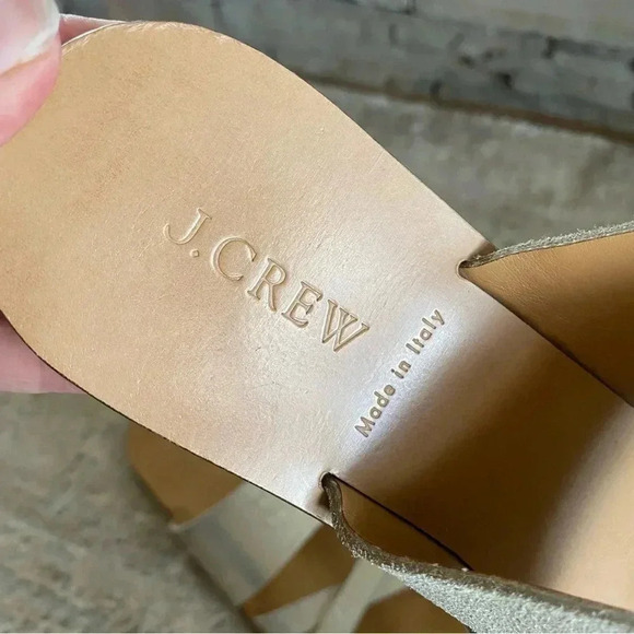 J. Crew Metallic Shimmer Gold Bali Glitter Leather Sandals Slides Flip Flops: 9 - Picture 7 of 9